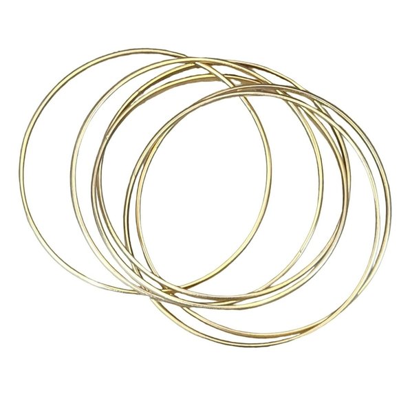 Goldtone Bangles Bangle Cluster Bracelet 7.75" Circumfrence Fashion Jewelry - Picture 4 of 5